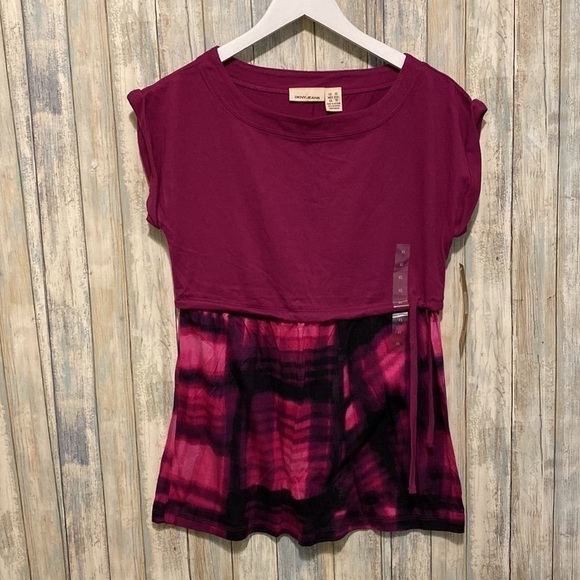 DKNY jeans pink tie-dye drawstring clenched waist Short Sleeve Shirt | XS - Picture 2 of 11